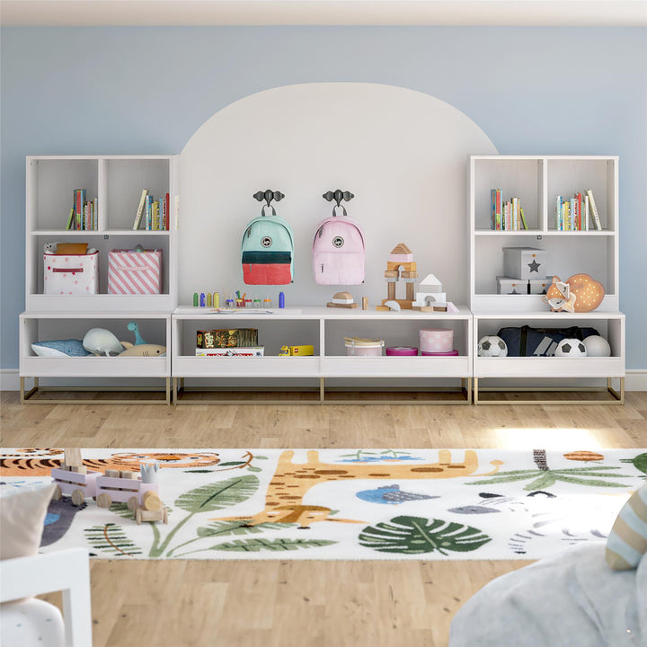 Charlie 3 Piece TV Stand and Toy Storage Organizer Bookcase Bundle - White