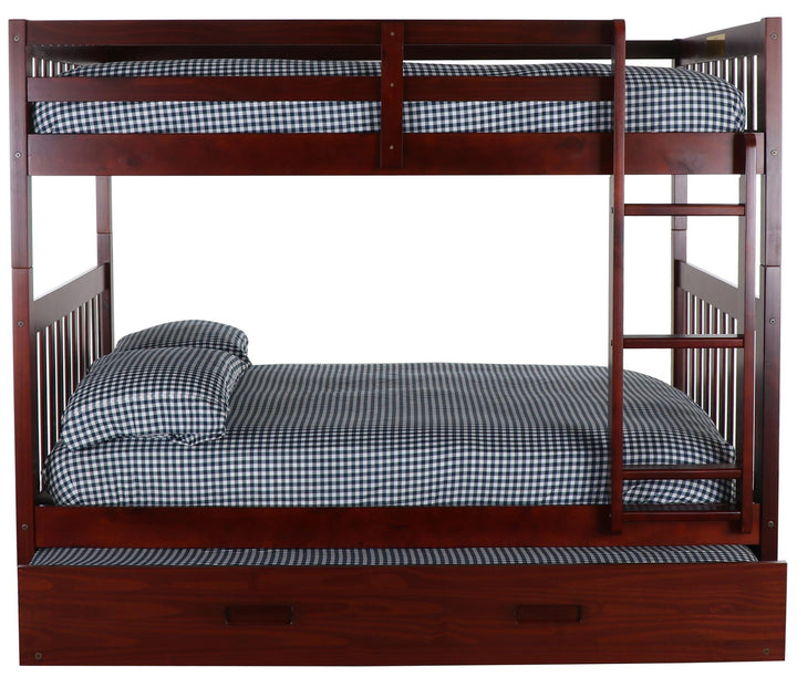 Full over full bunk set with pull-out sleeper - Merlot
