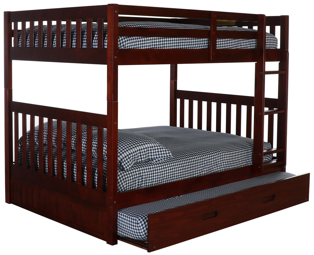Trundle inclusive full over full bunk bed - Merlot