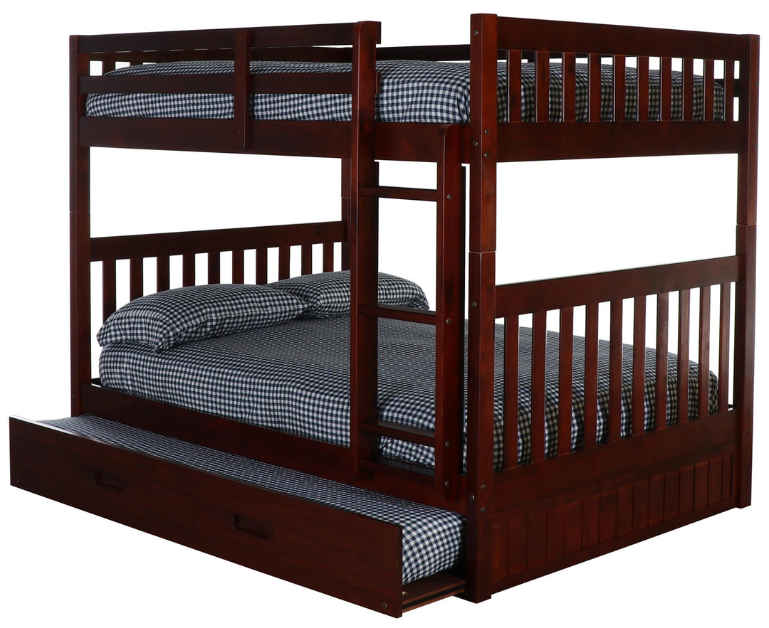 Full on full bunk bed with bonus trundle - Merlot