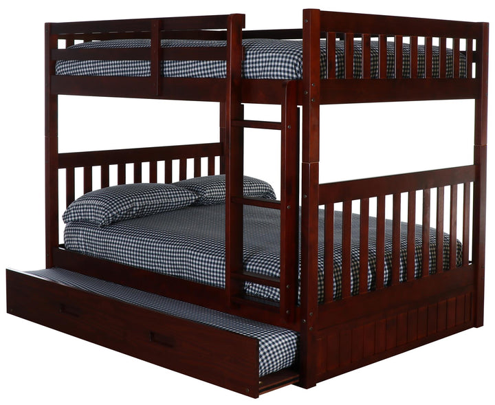 Full on full bunk bed with bonus trundle - Merlot