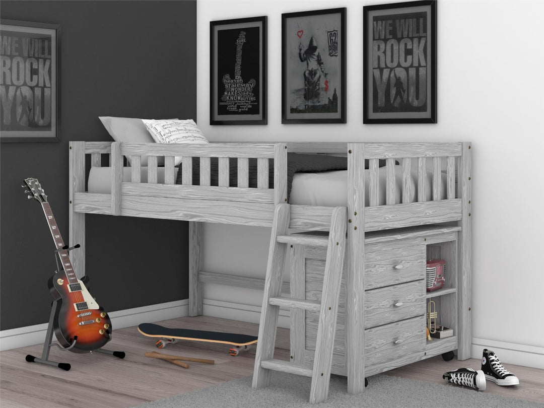 Junior loft bed with triple drawer storage - Ash