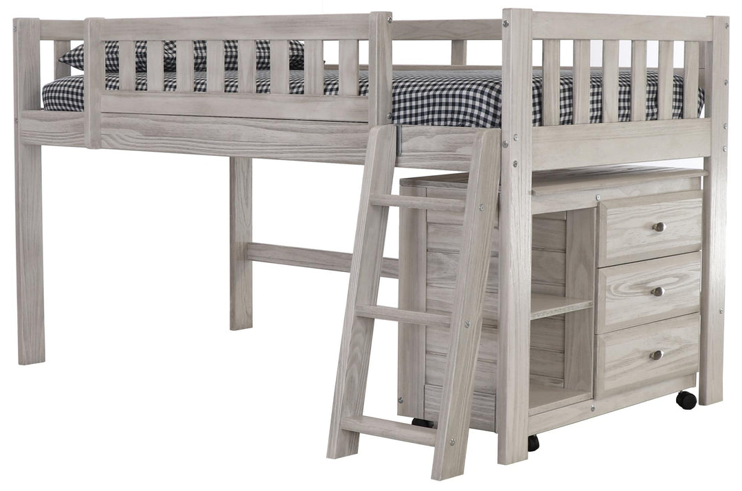 Jr loft-style bunk with trio chest storage - Ash