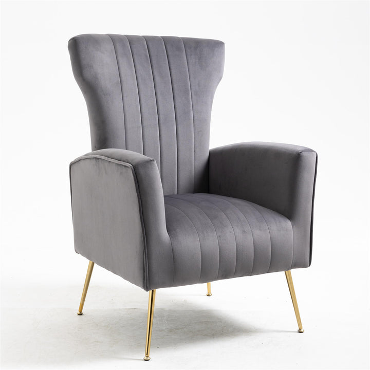 velvet chair with gold legs - N/A