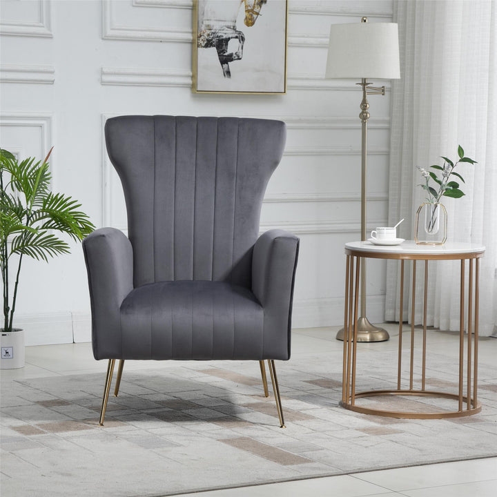velvet wingback chair - N/A