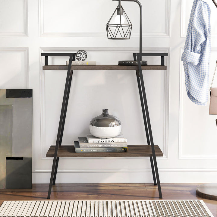 2 open shelves console table - Walnut