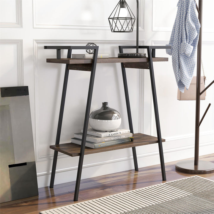 console table with 2 shelves - Walnut
