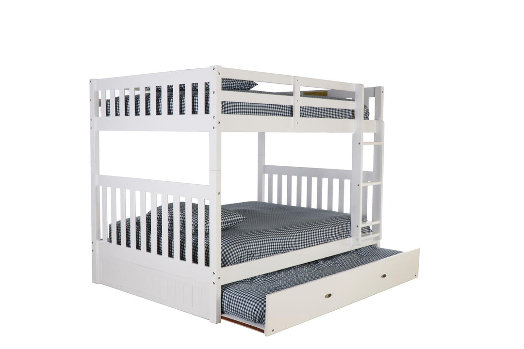 Double bunk with trundle sleeper -  White