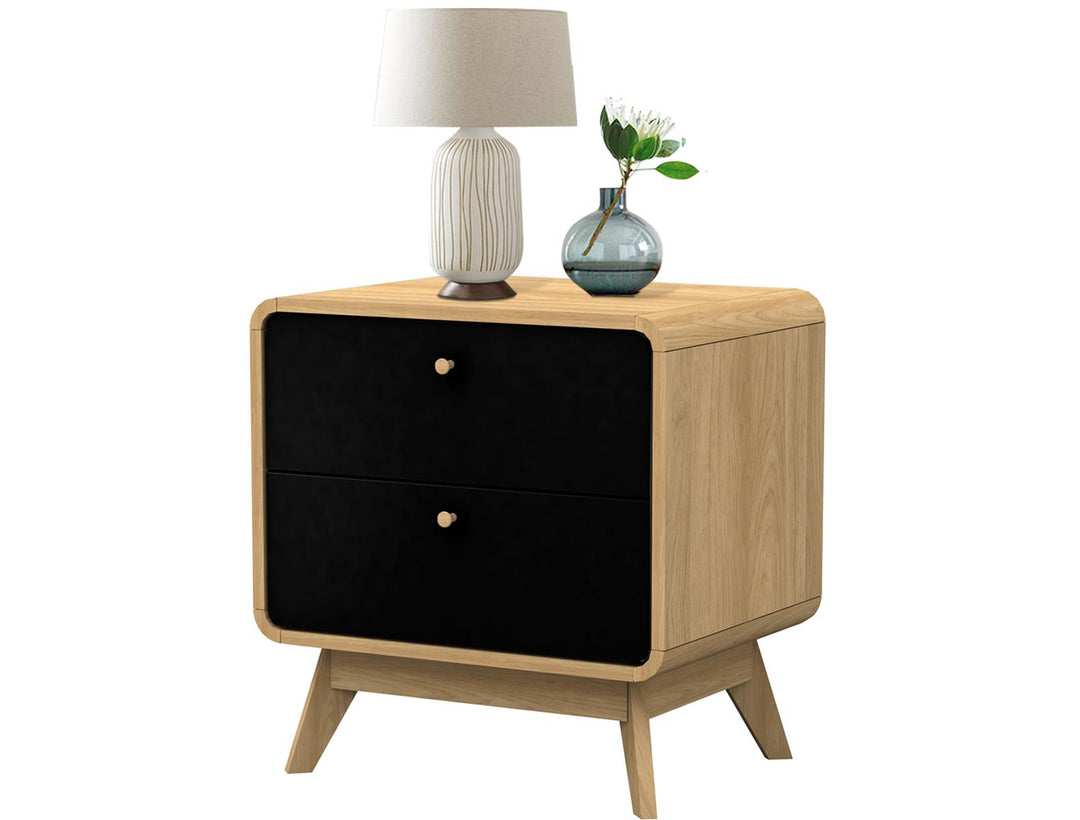 Leva Scandinavian Style 2 Drawer Nightstand - Light Oak