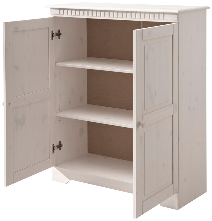 Cubrix Solid Wood 2 Door Closed Storage Cabinet - White