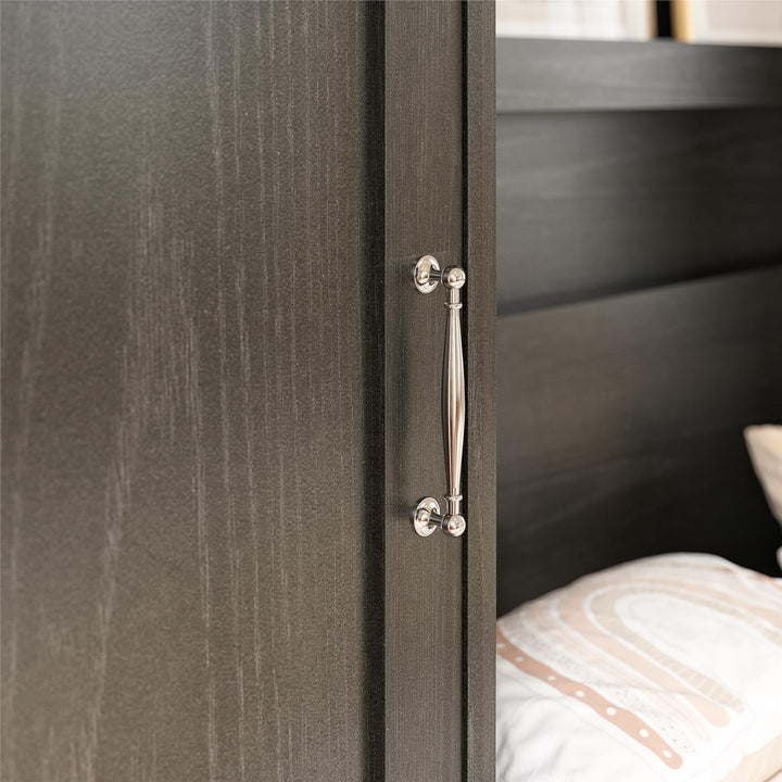 Bedroom wardrobe with external shelves -  Black Oak