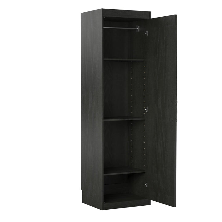 Single door wardrobe with storage cabinet -  Black Oak