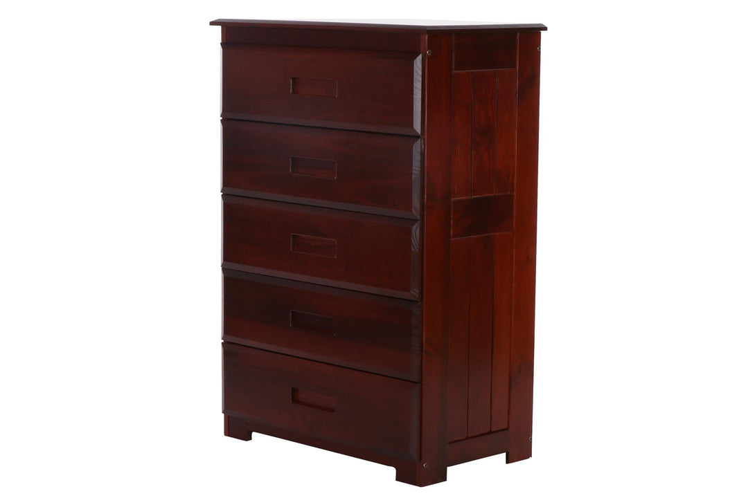 Tall wooden chest with 5 drawers - Merlot