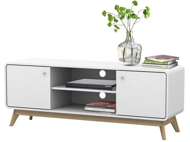 Leva Media Console TV Stand with Storage - White