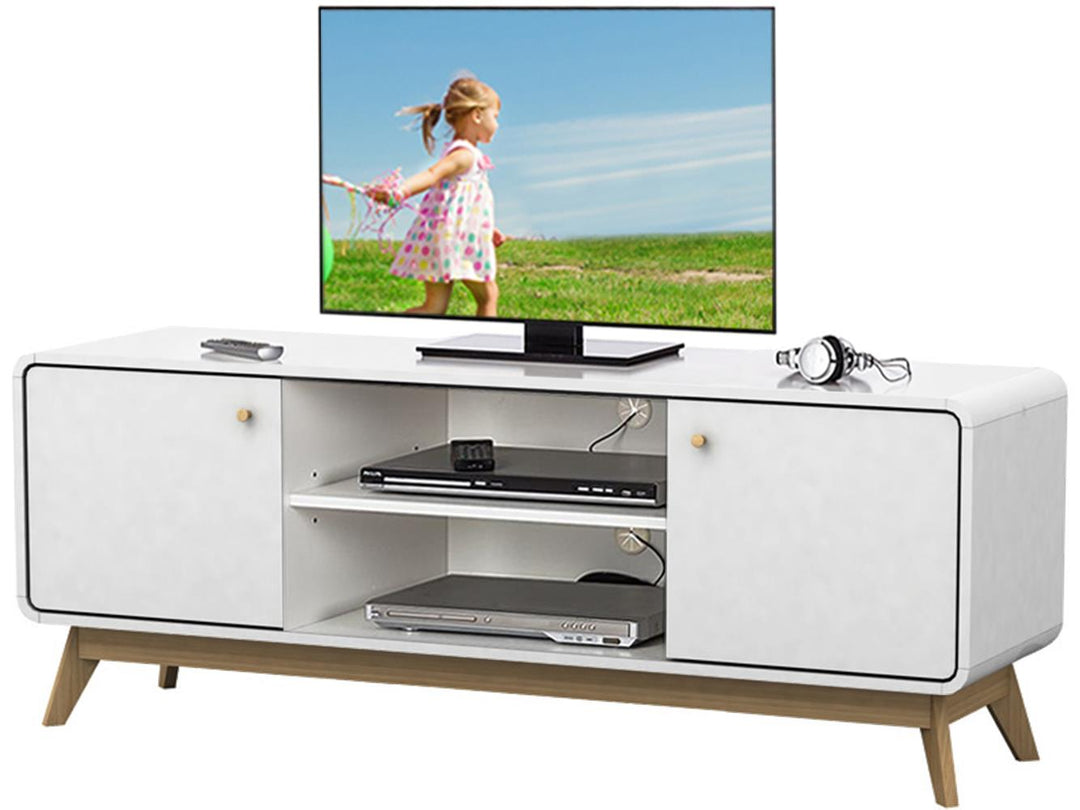 Leva Media Console TV Stand with Storage - White
