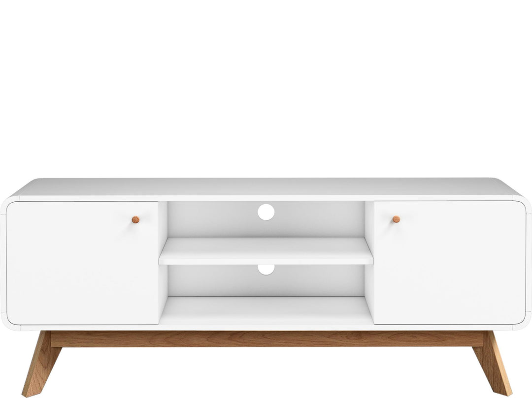 Leva Media Console TV Stand with Storage - White