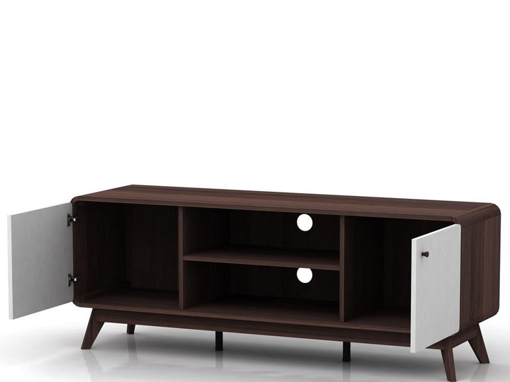 Leva Media Console TV Stand with Storage - Walnut / White