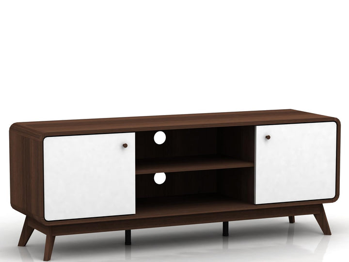 Leva Media Console TV Stand with Storage - Walnut / White