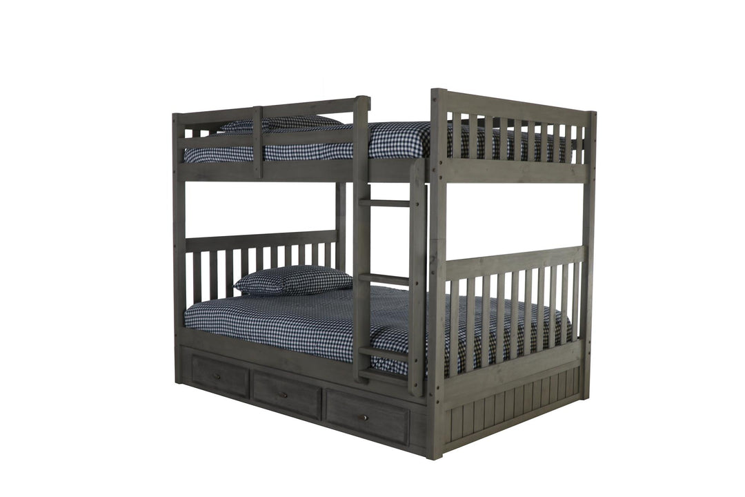 Double over double bunk bed with storage - Charcoal