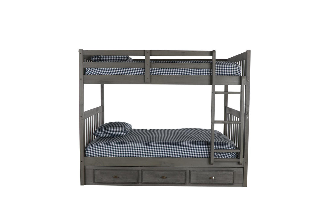 The Savannah Full over Full Bunk with 3 Drawers - Charcoal