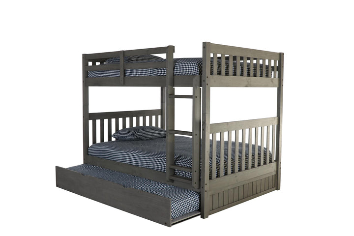 wooden full over full bunk beds - Charcoal