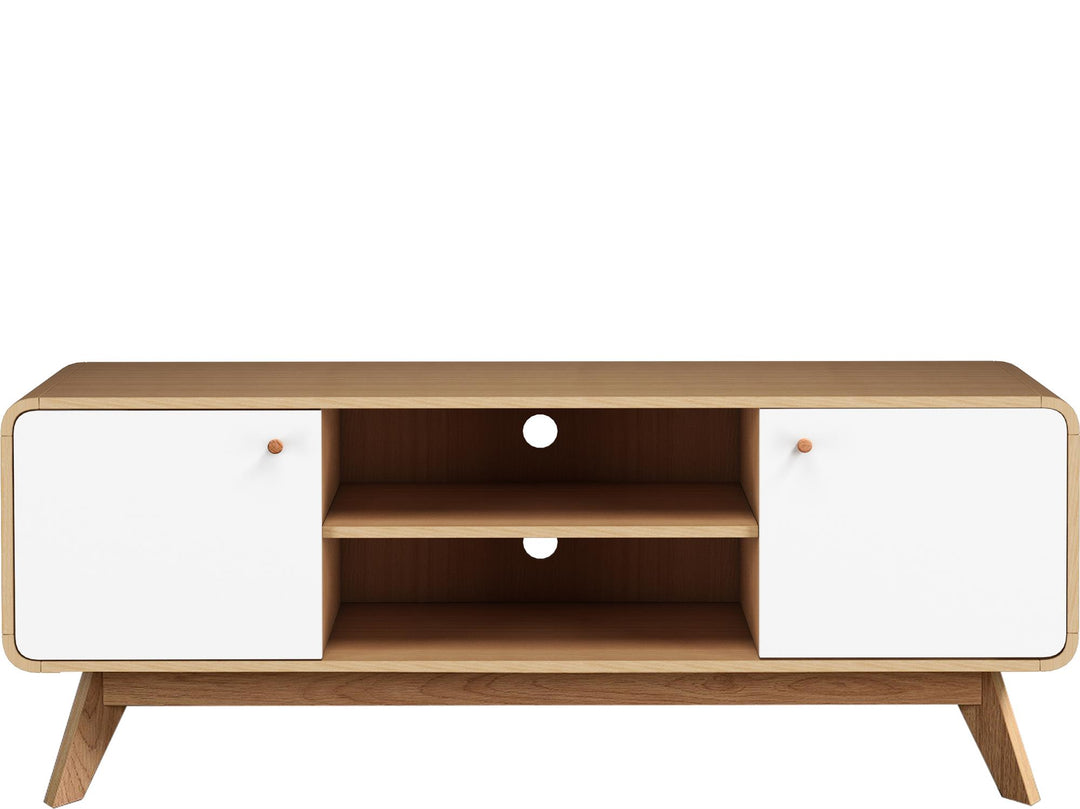 Leva Media Console TV Stand with Storage - Oak