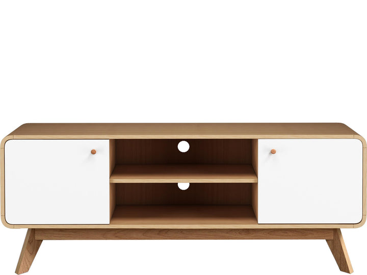 Leva Media Console TV Stand with Storage - Oak