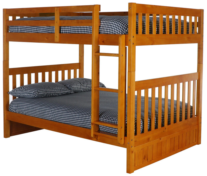 Stacked full mattress bunk - Honey