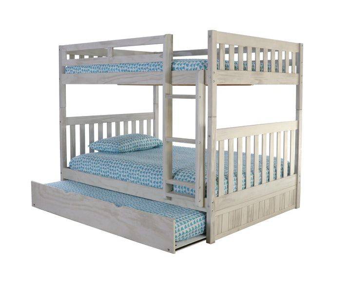 Complete bunk with full beds and slide-out trundle - Ash