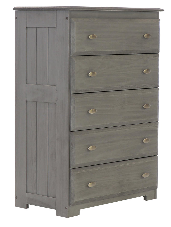 Upright wooden 5 drawer chest - Charcoal