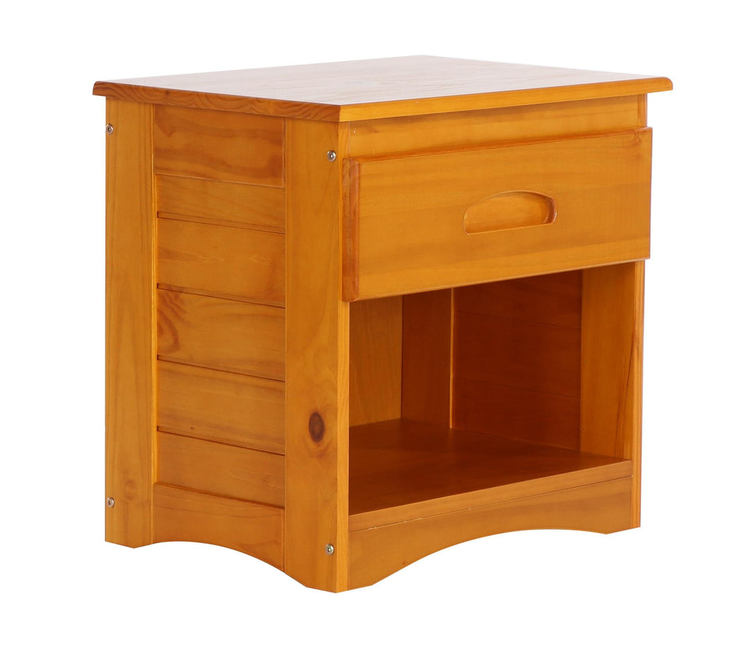 Compact 1-drawer nightstand - Honey