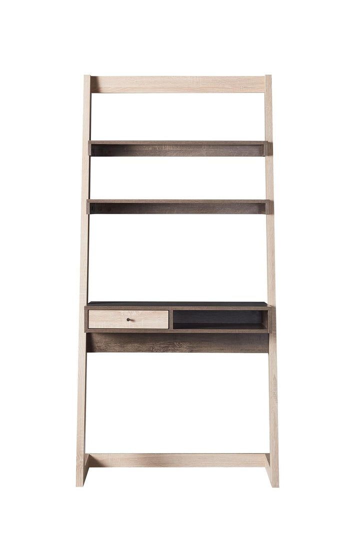 Pisa Leaning Writing Desk with Drawer and 2 Shelves - Natural