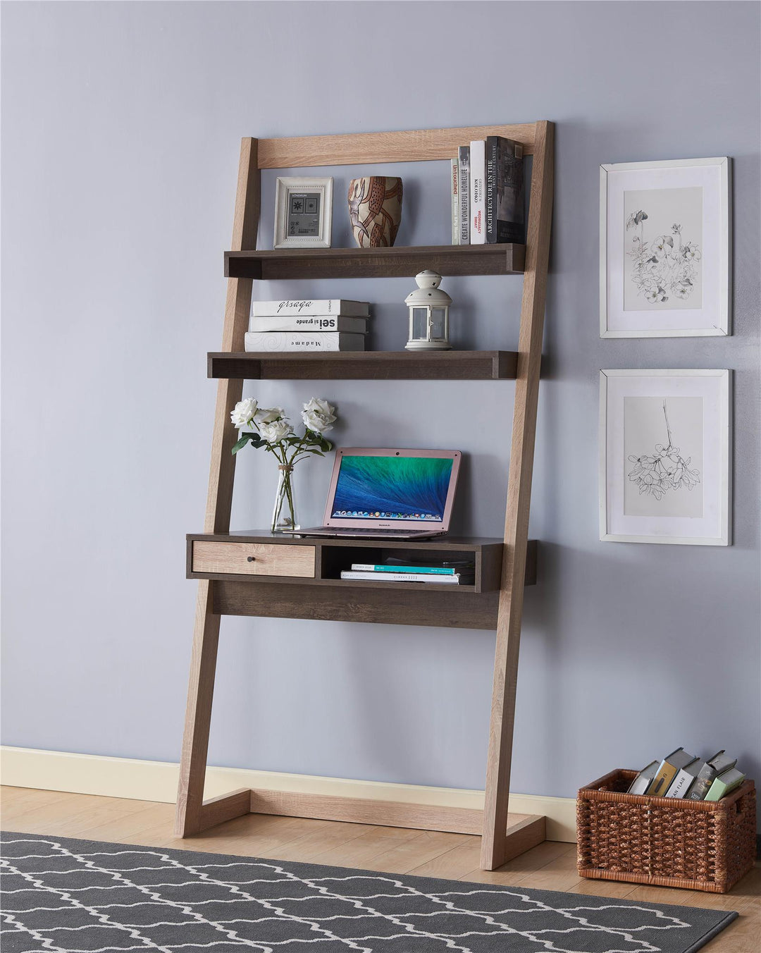 leaning desk with drawer - Natural