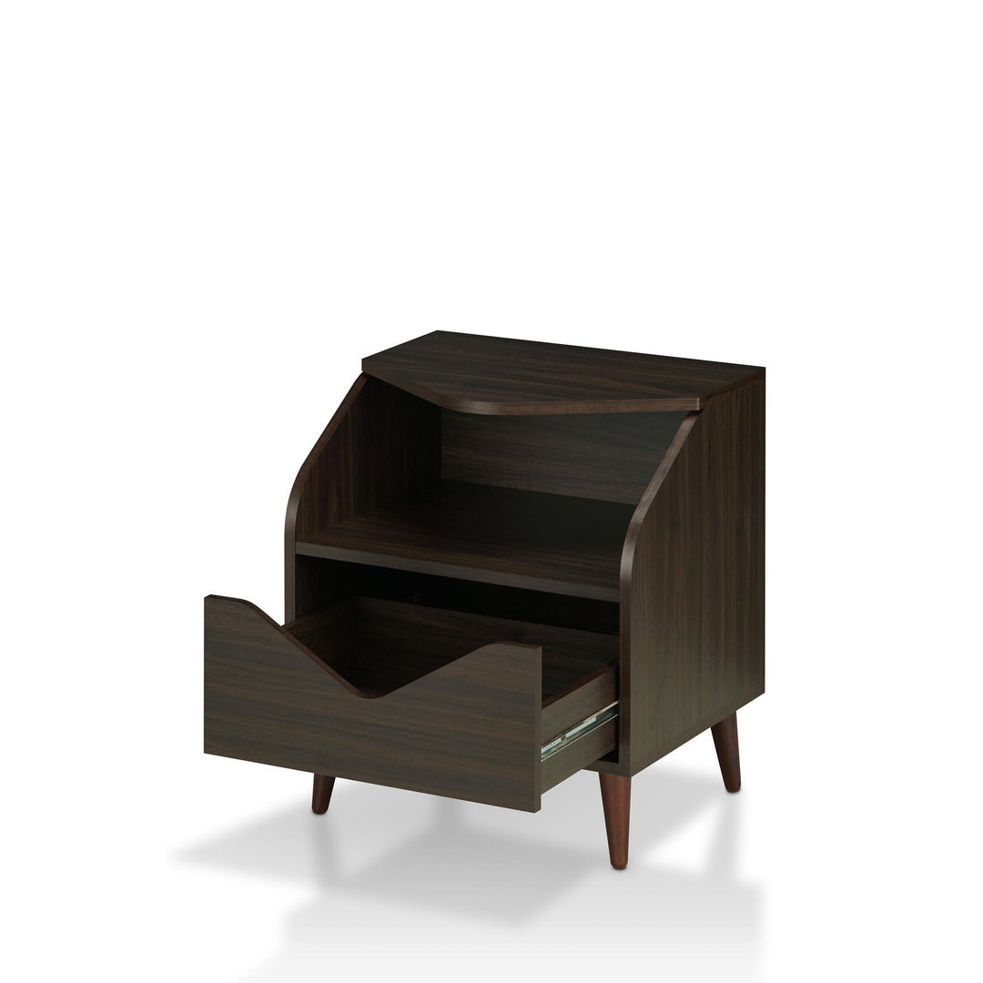 nightstand with drawer and shelf - Dark Brown