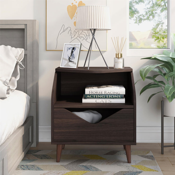 nightstand with drawer - Dark Brown