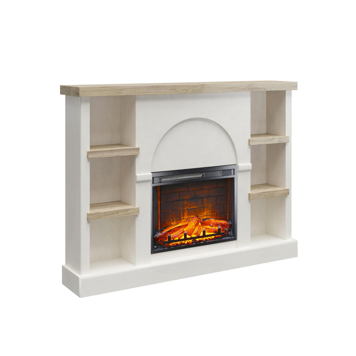 Modern Winston fireplace with storage shelves -  Plaster