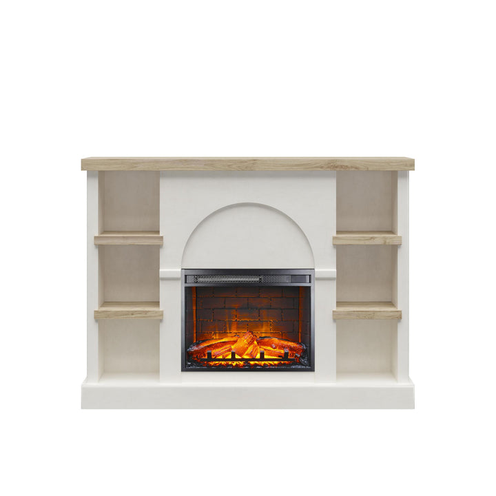Winston Fireplace Mantel with Built-in Bookshelves  -  Plaster