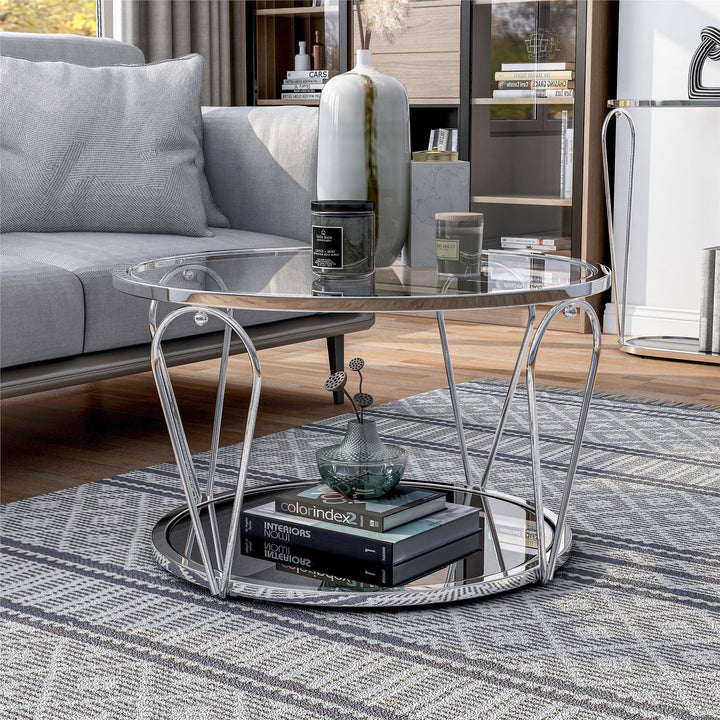 31 inch round coffee table - Chrome