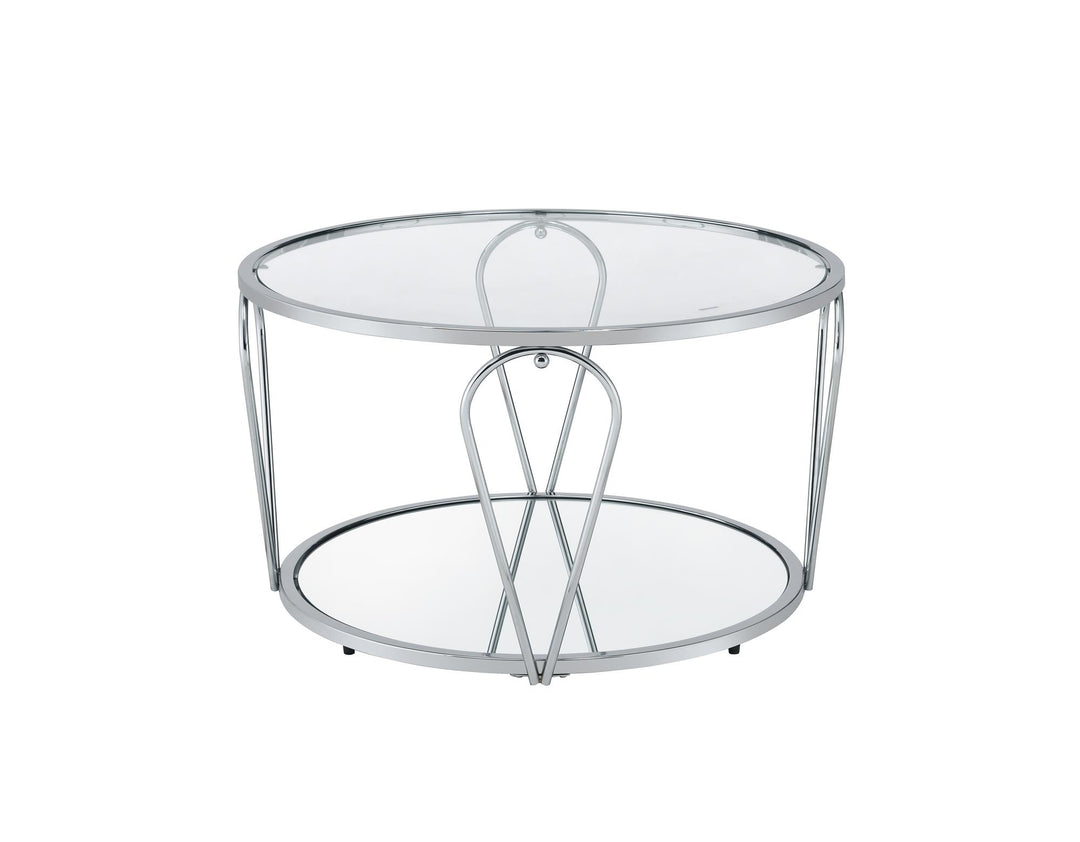 round coffee table with bottom shelf - Chrome