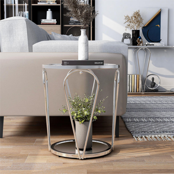 end table with bottom shelf - Chrome