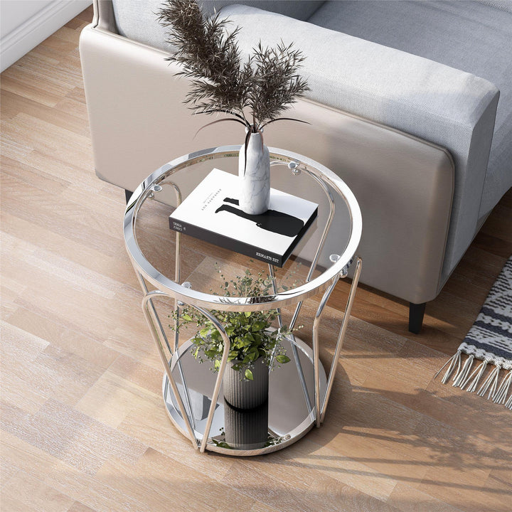 round 20in end table - Chrome