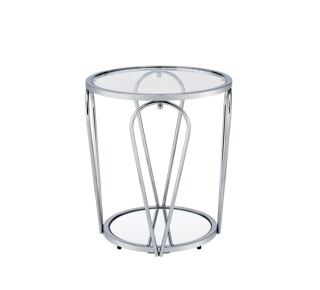 round glass top end table - Chrome