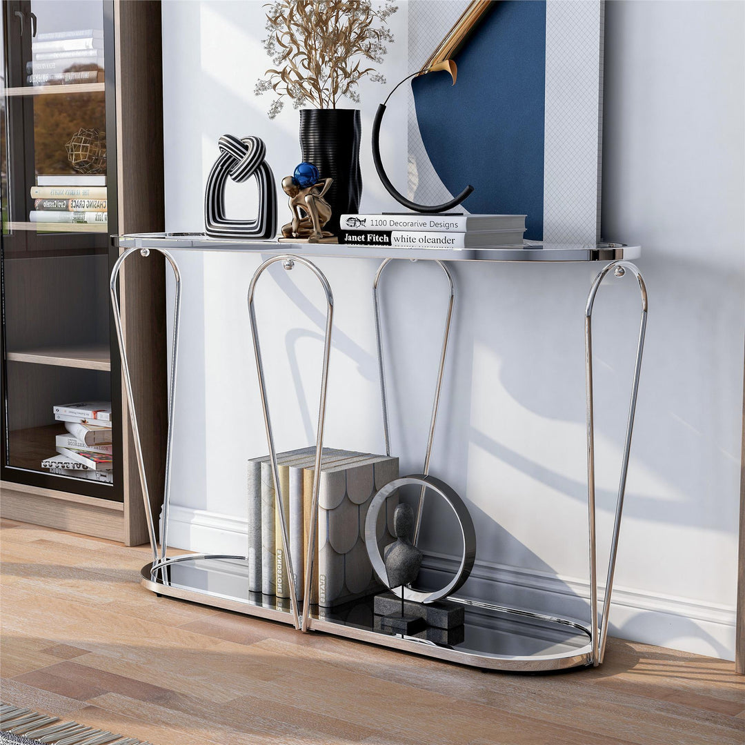 glass top console table - Chrome