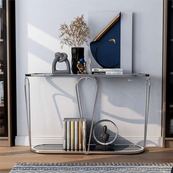 glass surface console table - Chrome