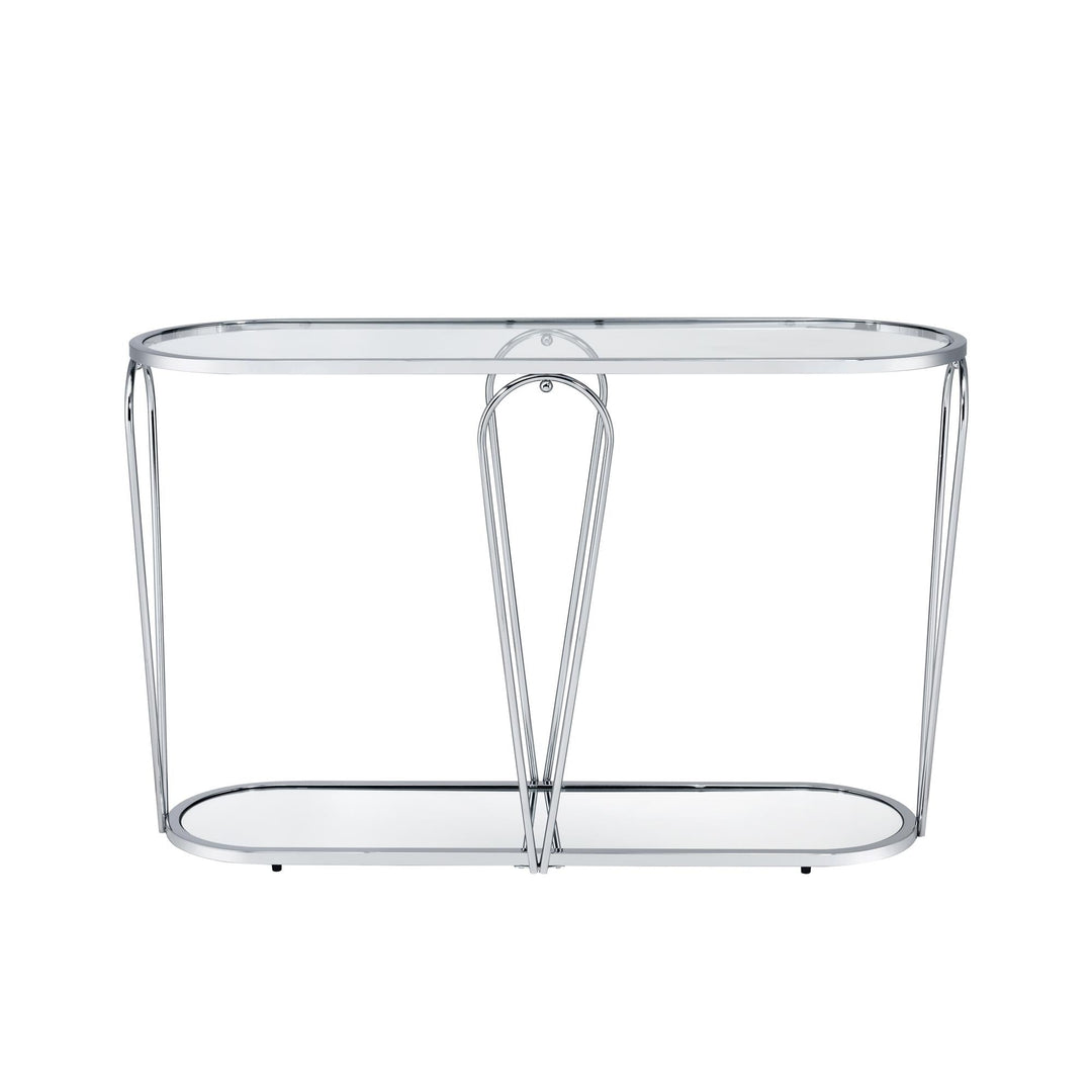 Console Table with Bottom Shelf - Chrome