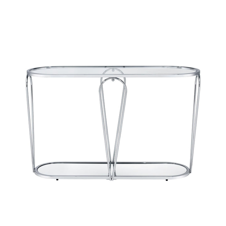Console Table with Bottom Shelf - Chrome