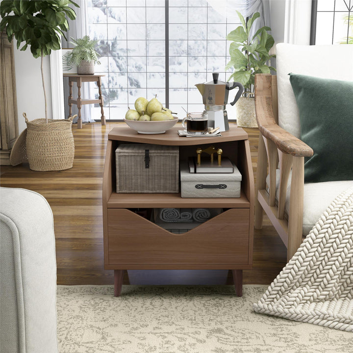 open shelf nightstand - Light Walnut
