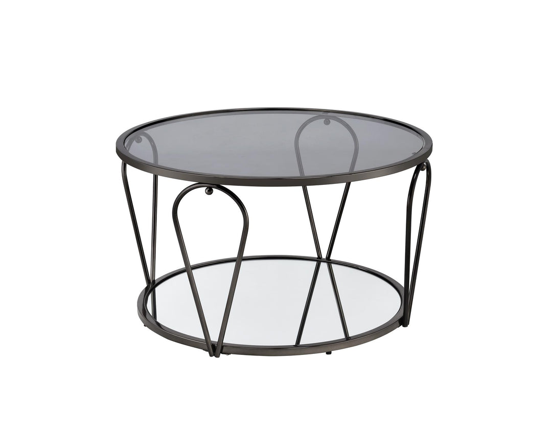 round coffee table with bottom shelf - Black / grey