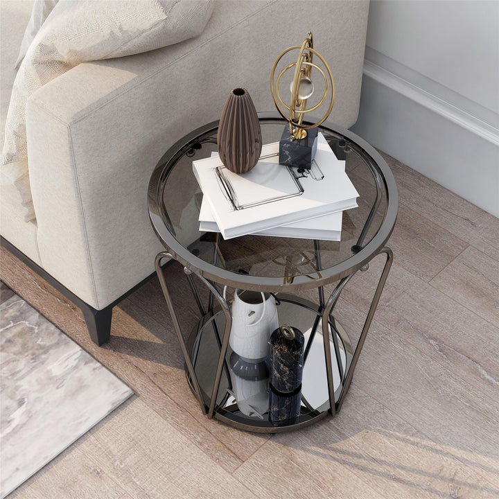 round 20in end table - Black / grey