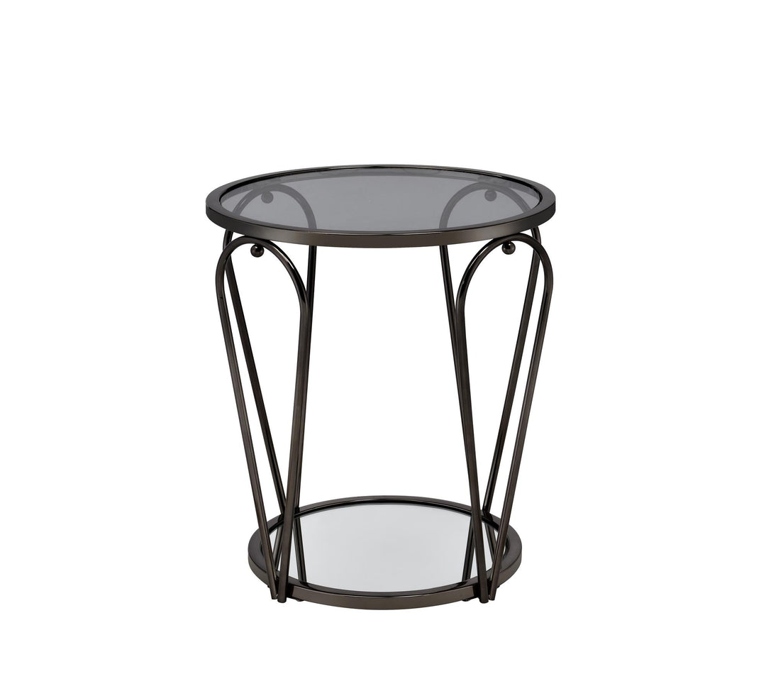 round glass top end table - Black / grey